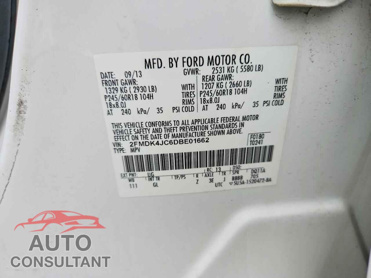 FORD EDGE 2013 - 2FMDK4JC6DBE01662