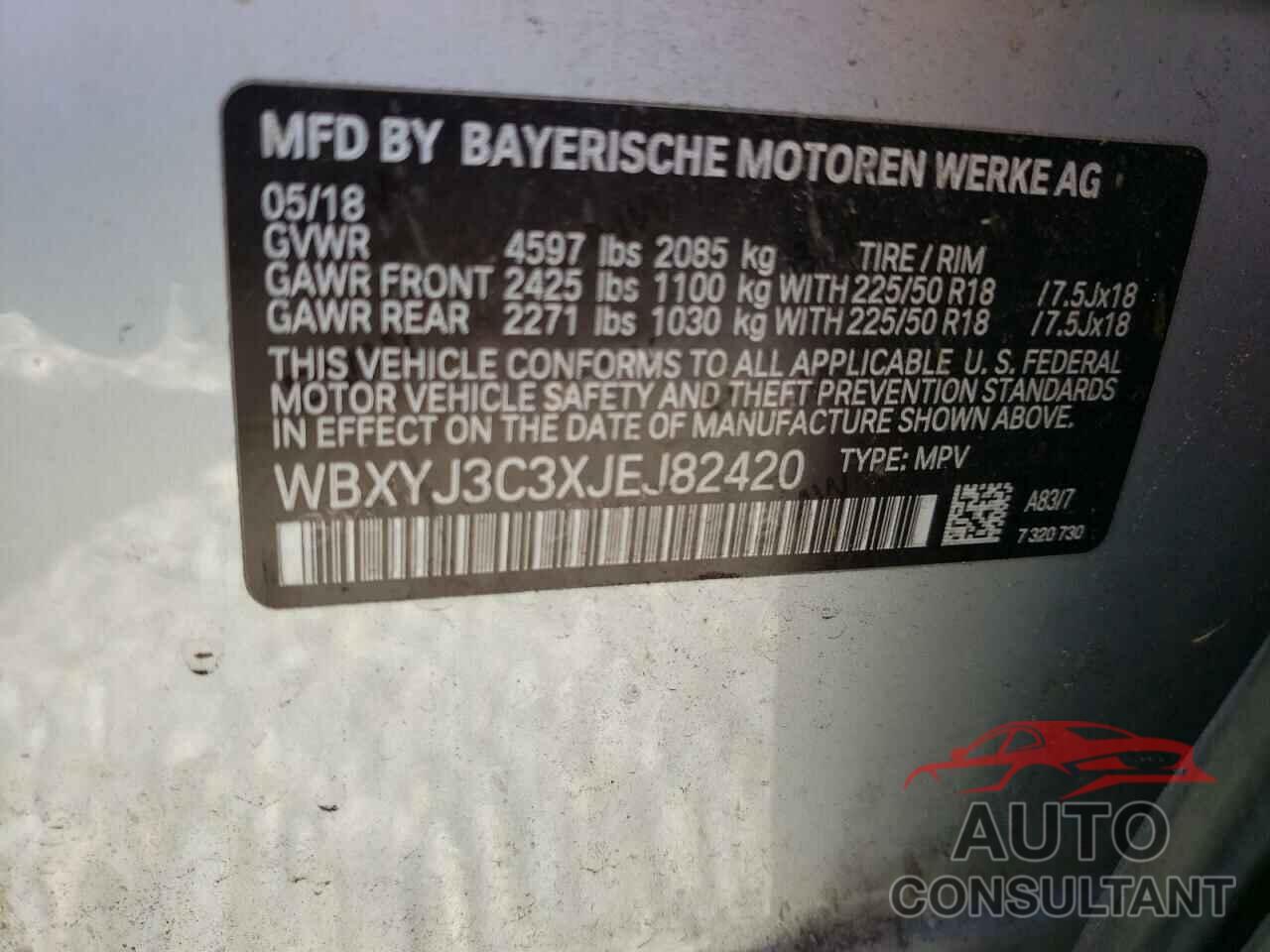 BMW X2 2018 - WBXYJ3C3XJEJ82420