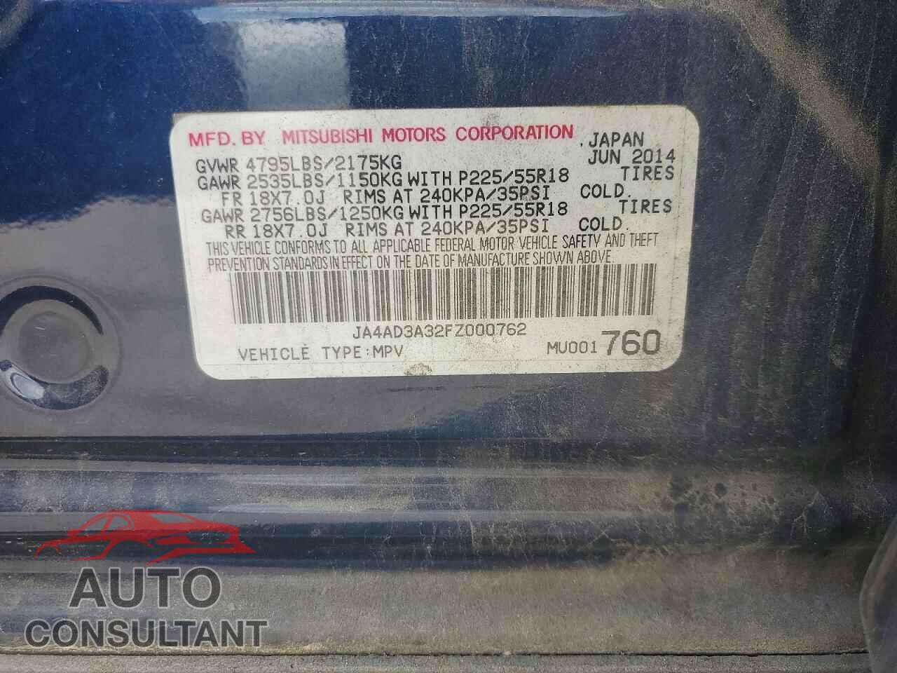 MITSUBISHI OUTLANDER 2015 - JA4AD3A32FZ000762