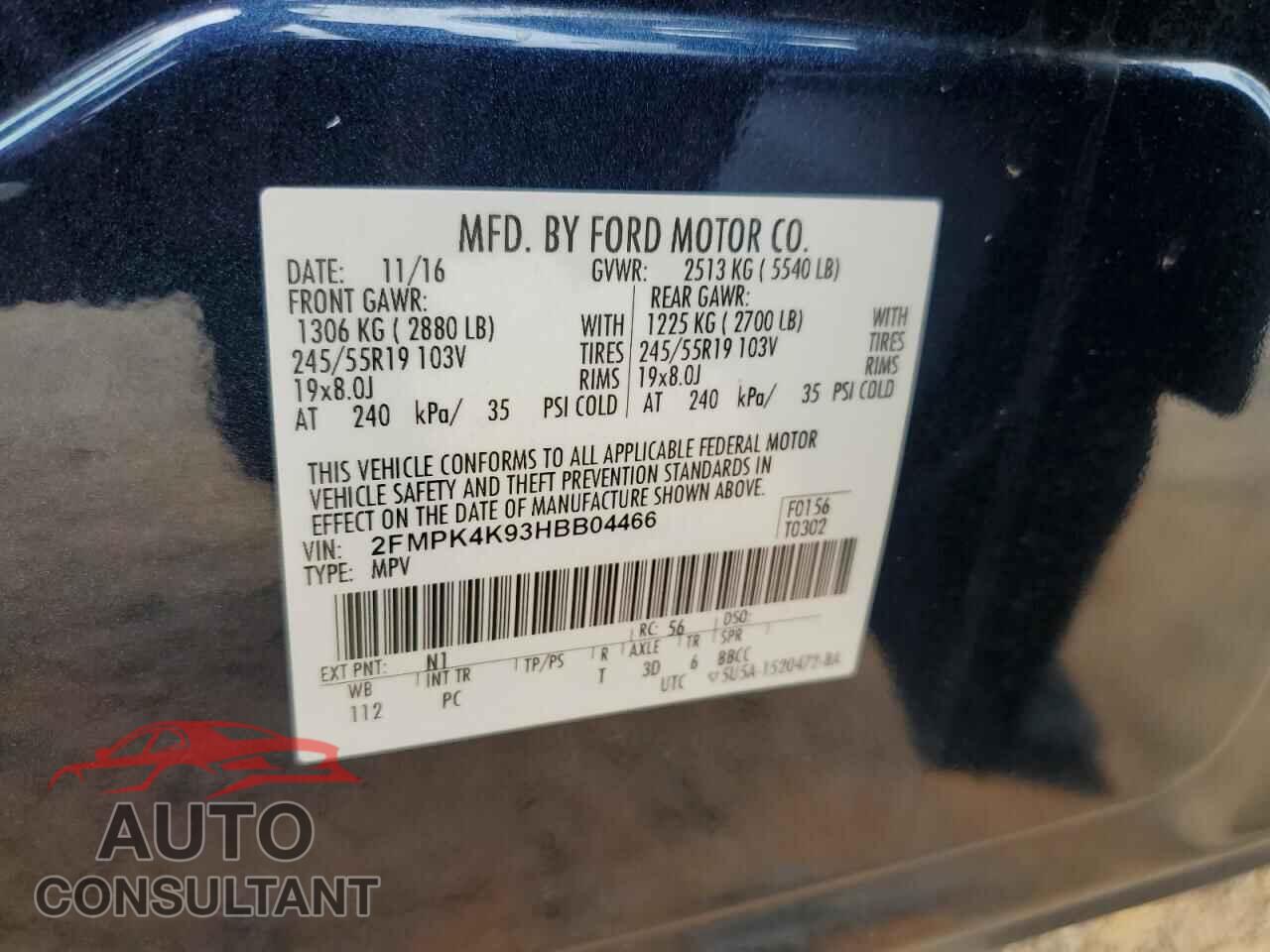 FORD EDGE 2017 - 2FMPK4K93HBB04466