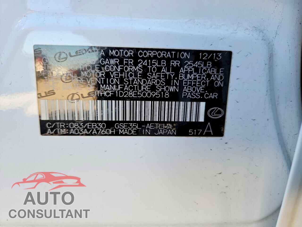 LEXUS IS 2014 - JTHCF1D28E5009518
