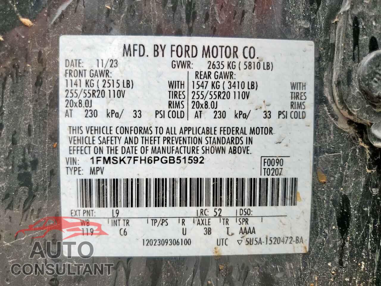 FORD EXPLORER 2023 - 1FMSK7FH6PGB51592