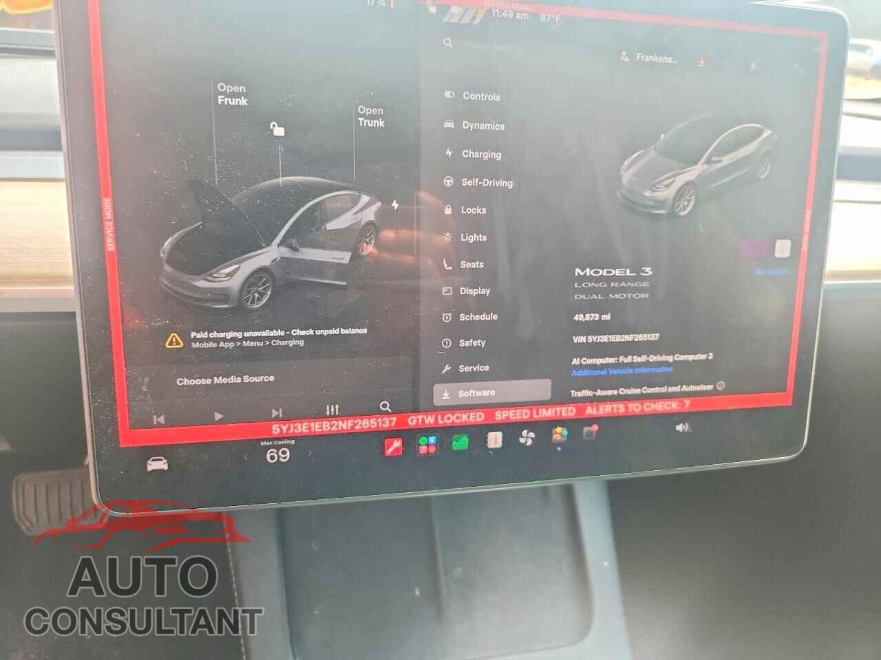 TESLA MODEL 3 2022 - 5YJ3E1EB2NF265137