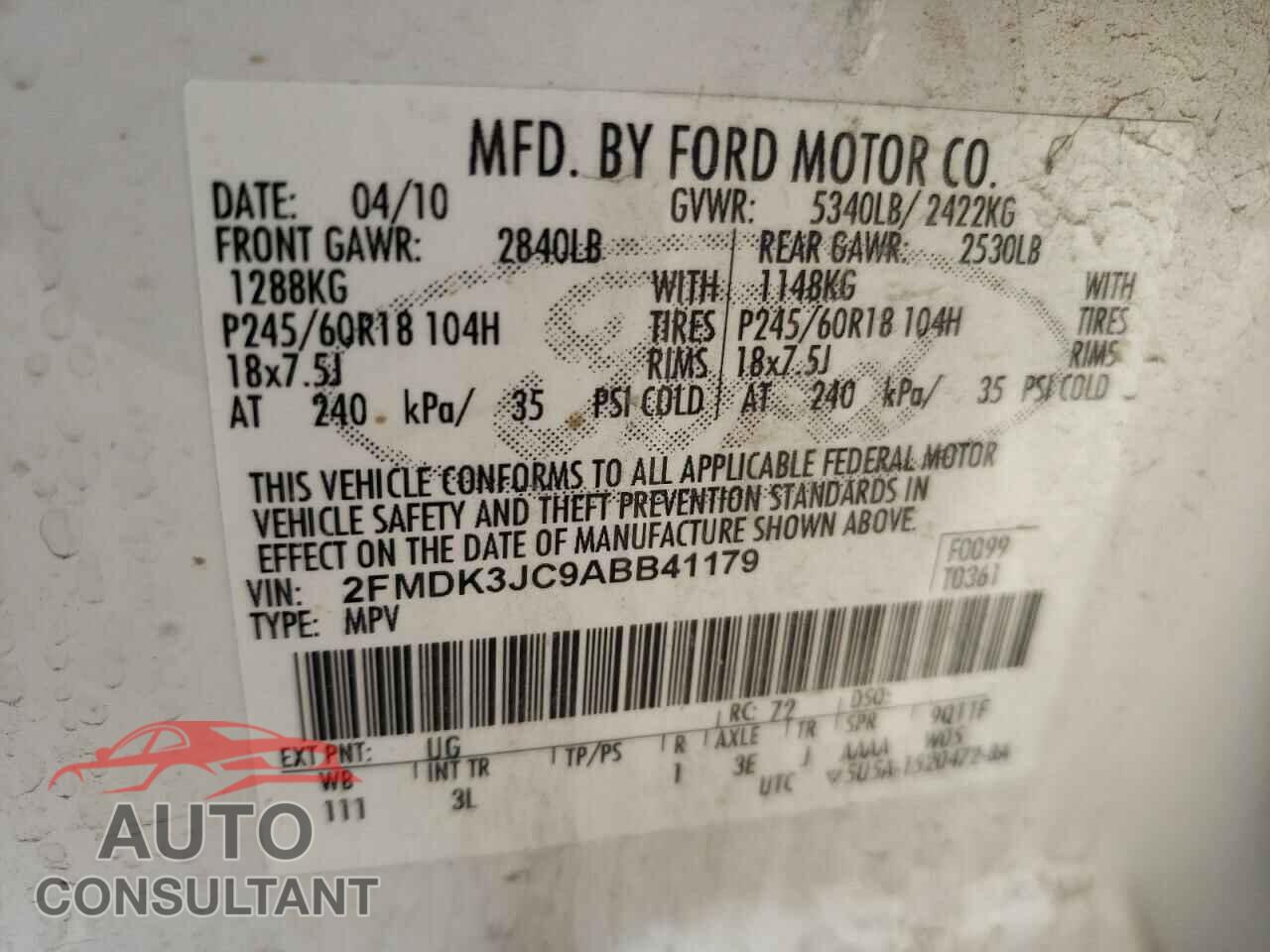 FORD EDGE 2010 - 2FMDK3JC9ABB41179