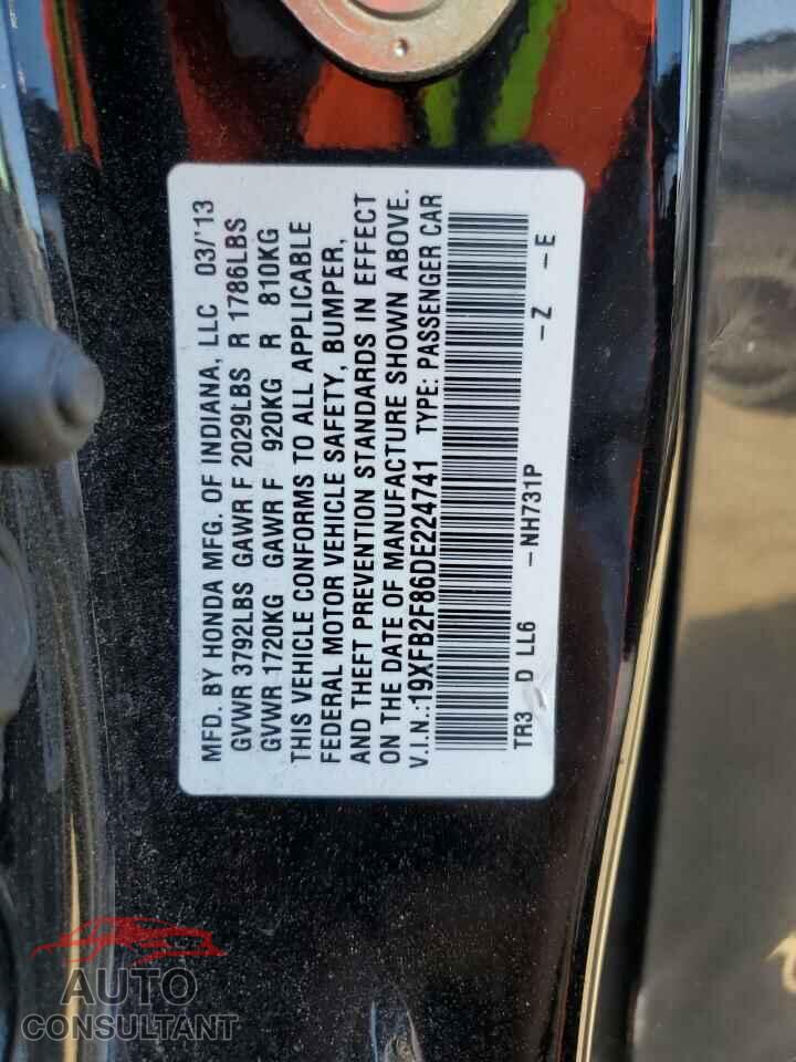 HONDA CIVIC 2013 - 19XFB2F86DE224741