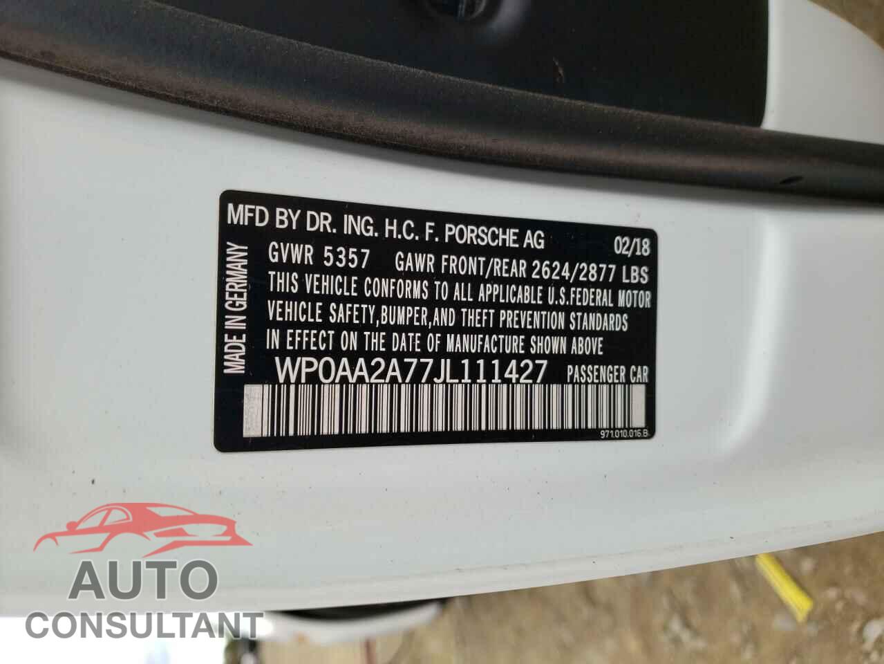 PORSCHE PANAMERA 2018 - WP0AA2A77JL111427
