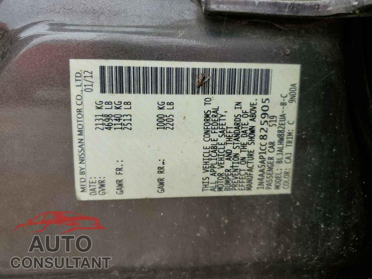 NISSAN MAXIMA 2012 - 1N4AA5AP1CC825905
