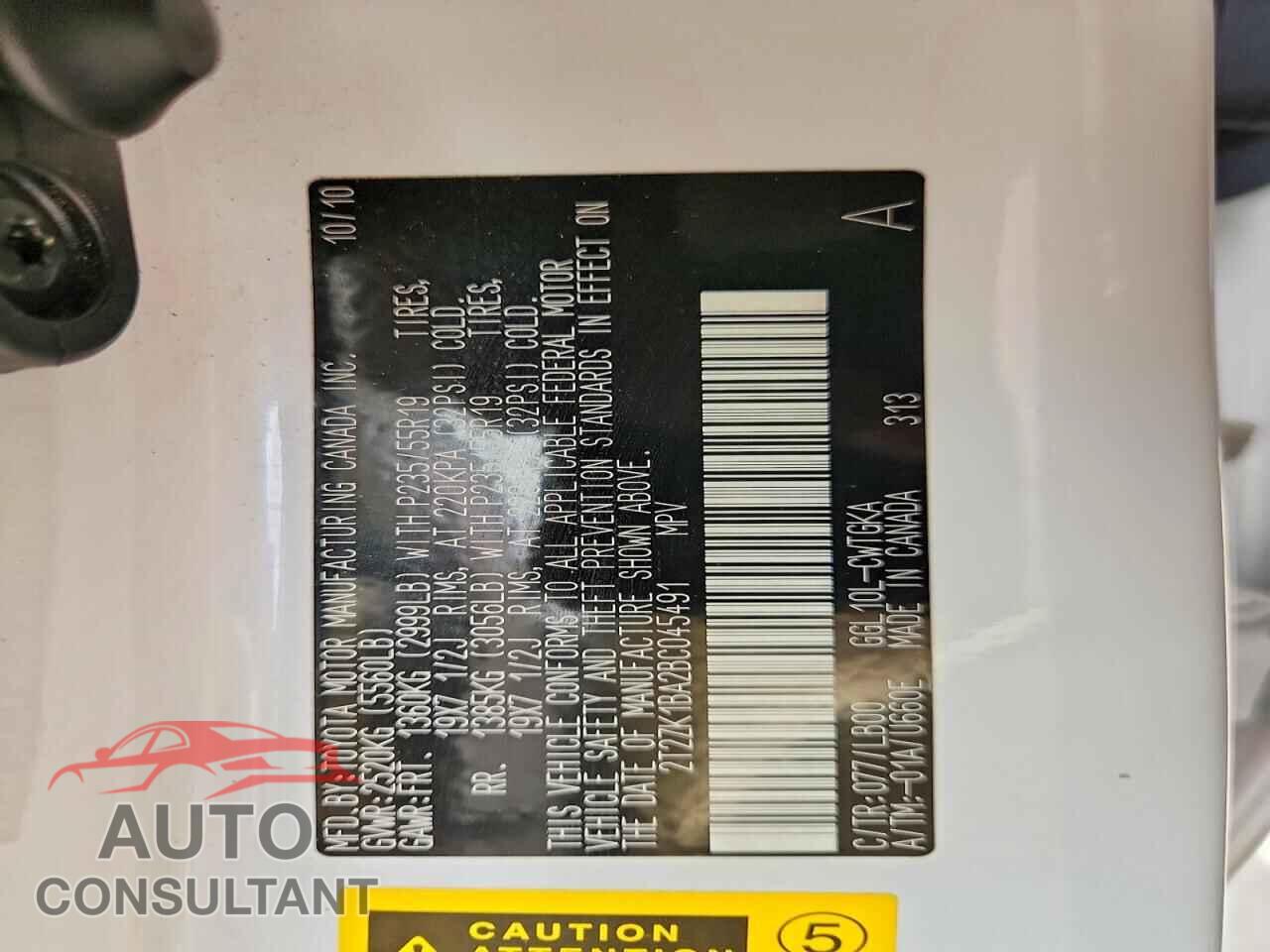 LEXUS RX350 2011 - 2T2ZK1BA2BC045491