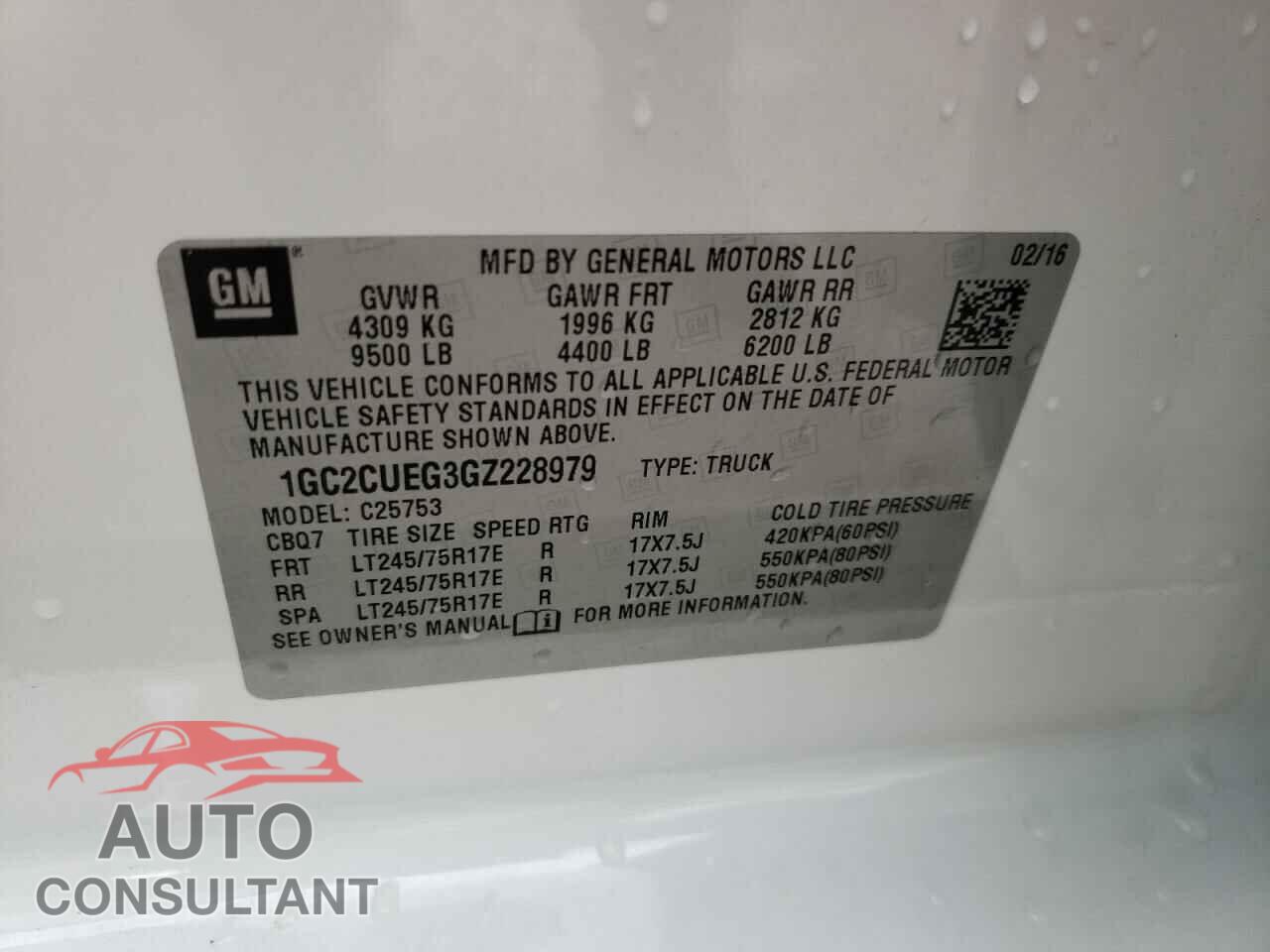 CHEVROLET SILVERADO 2016 - 1GC2CUEG3GZ228979