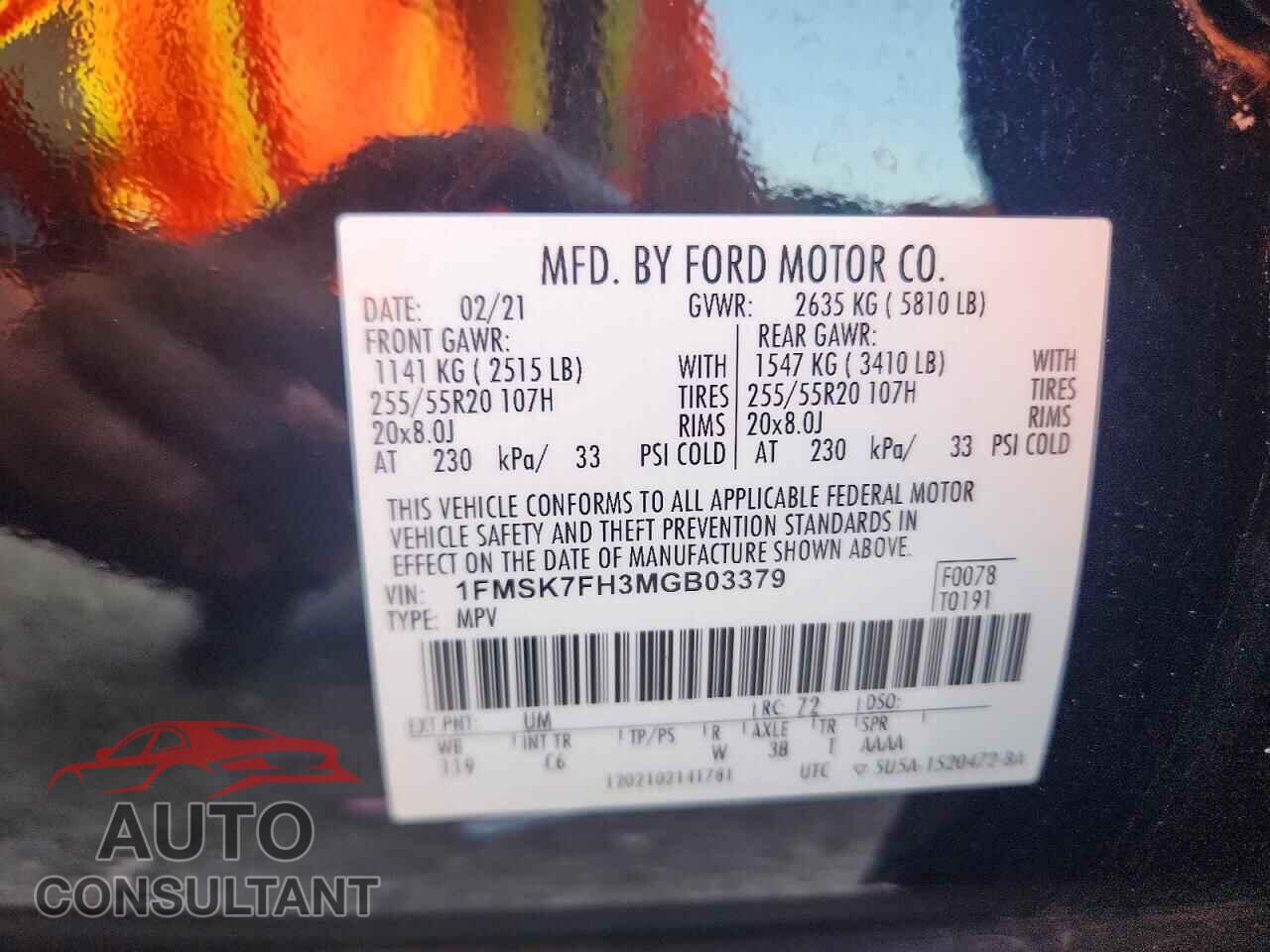 FORD EXPLORER 2021 - 1FMSK7FH3MGB03379