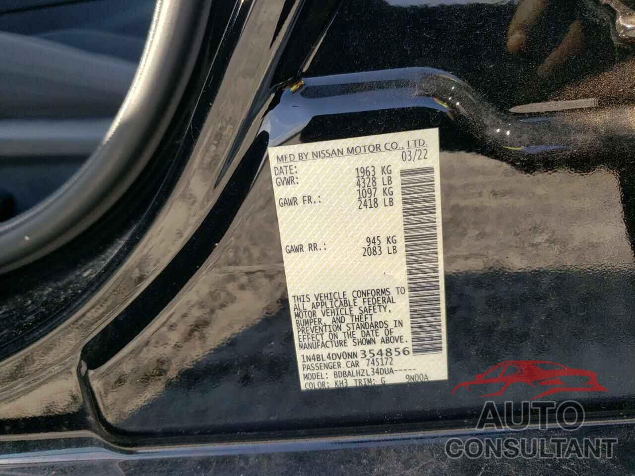 NISSAN ALTIMA 2022 - 1N4BL4DV0NN354856