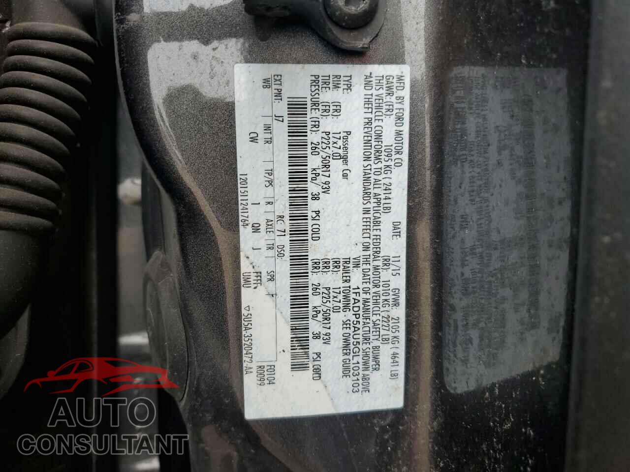 FORD CMAX 2016 - 1FADP5AU5GL103103