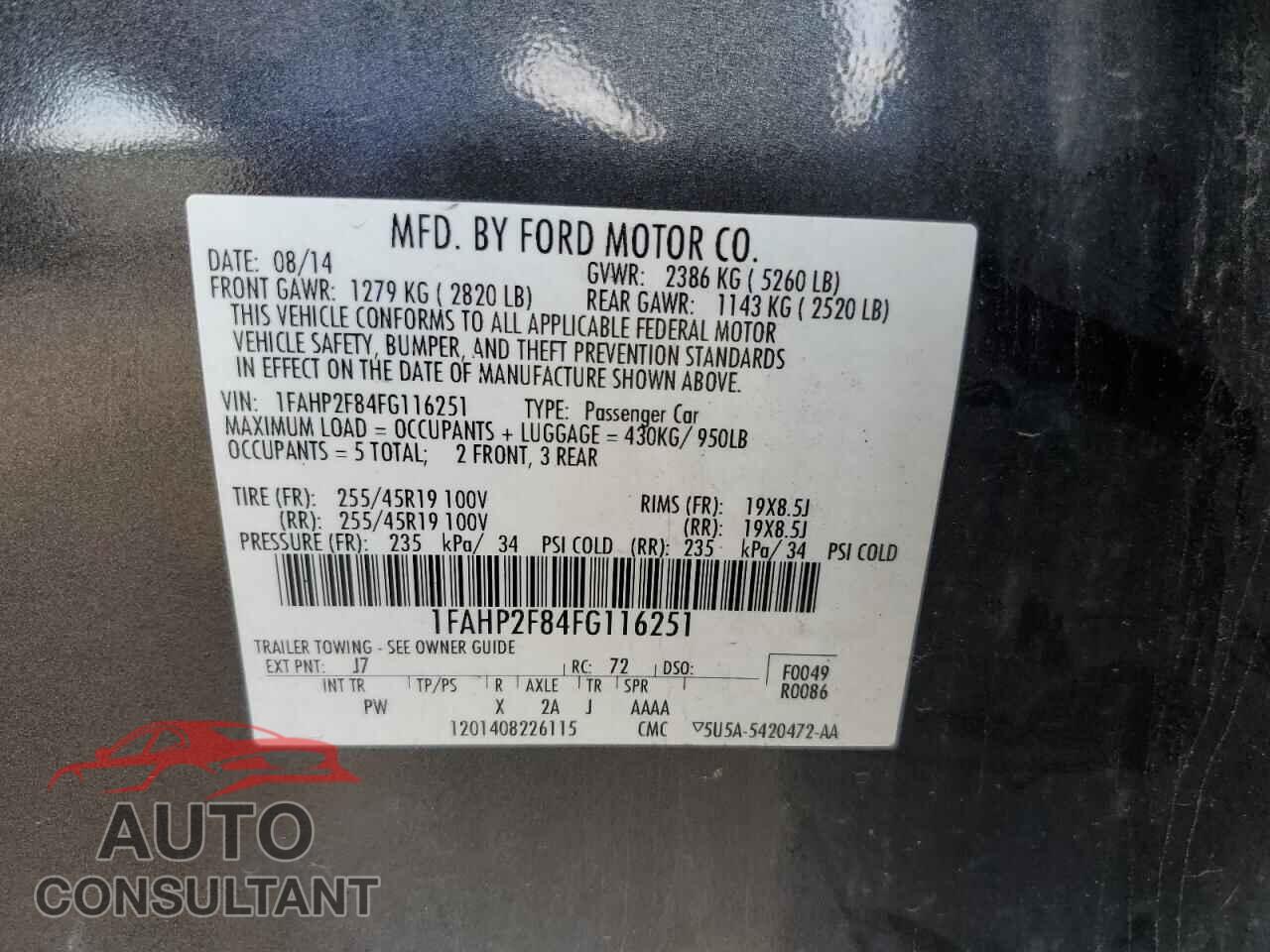 FORD TAURUS 2015 - 1FAHP2F84FG116251