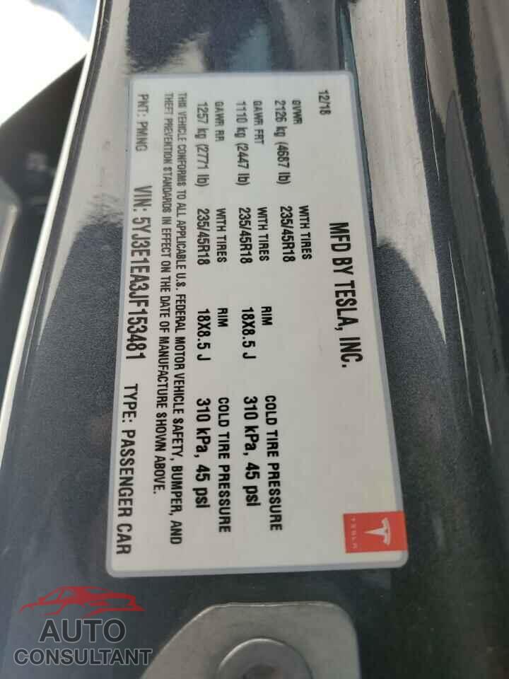 TESLA MODEL 3 2018 - 5YJ3E1EA3JF153481