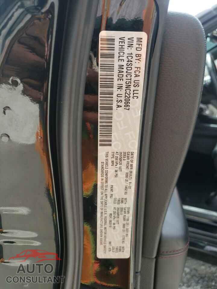 DODGE DURANGO 2022 - 1C4SDJCT5NC220667