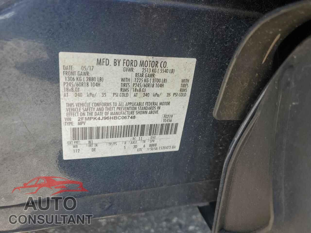 FORD EDGE 2017 - 2FMPK4J96HBC06748