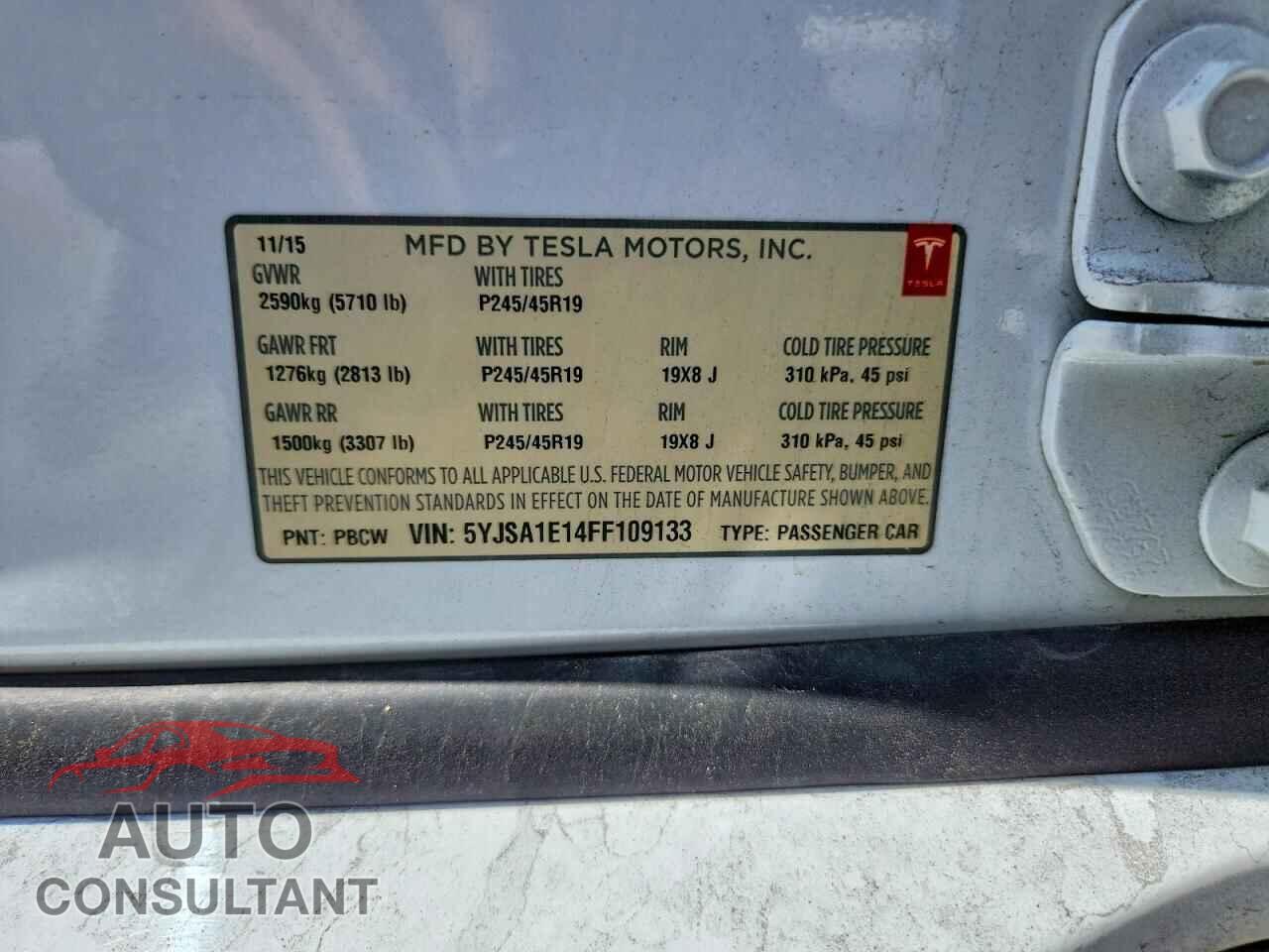 TESLA MODEL S 2015 - 5YJSA1E14FF109133