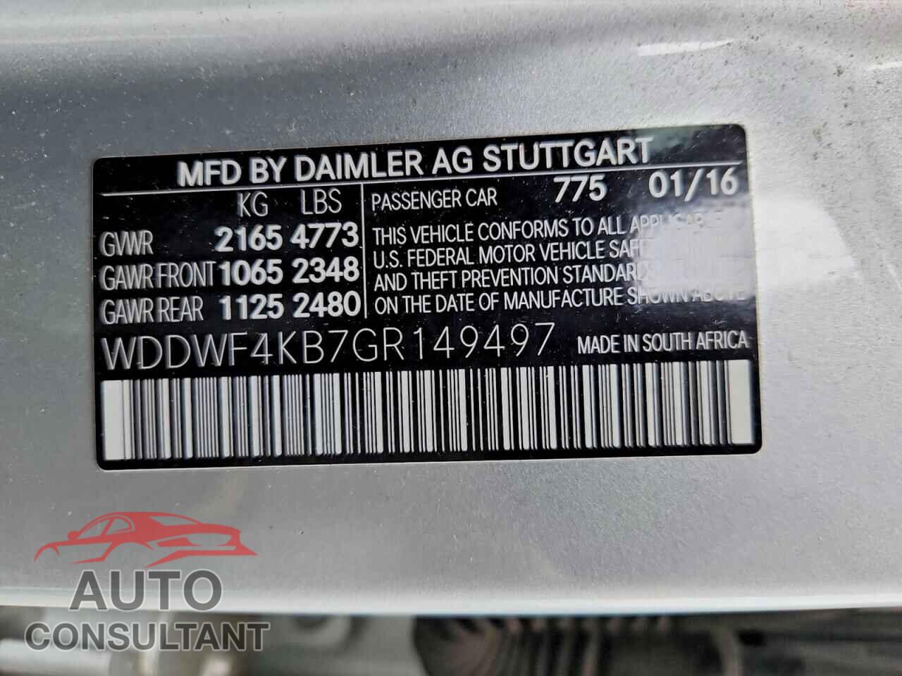MERCEDES-BENZ C-CLASS 2016 - WDDWF4KB7GR149497