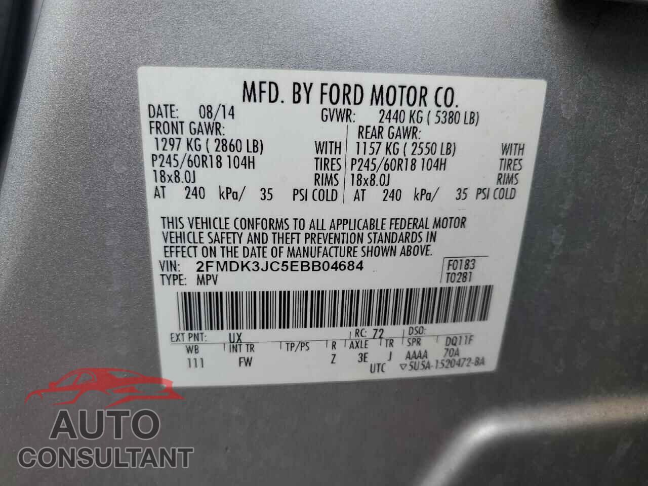 FORD EDGE 2014 - 2FMDK3JC5EBB04684