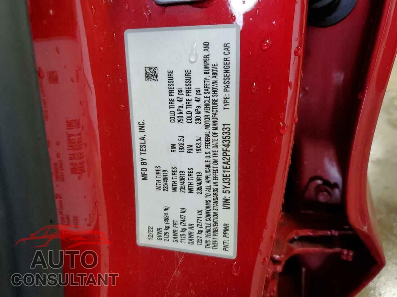 TESLA MODEL 3 2023 - 5YJ3E1EA2PF435331