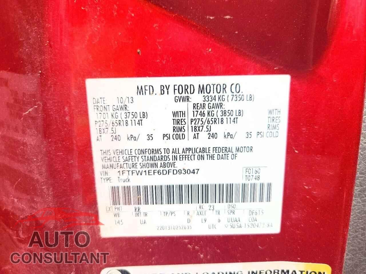 FORD F150 2013 - 1FTFW1EF6DFD93047