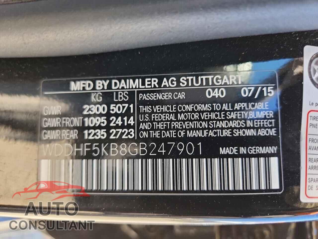 MERCEDES-BENZ E-CLASS 2016 - WDDHF5KB8GB247901