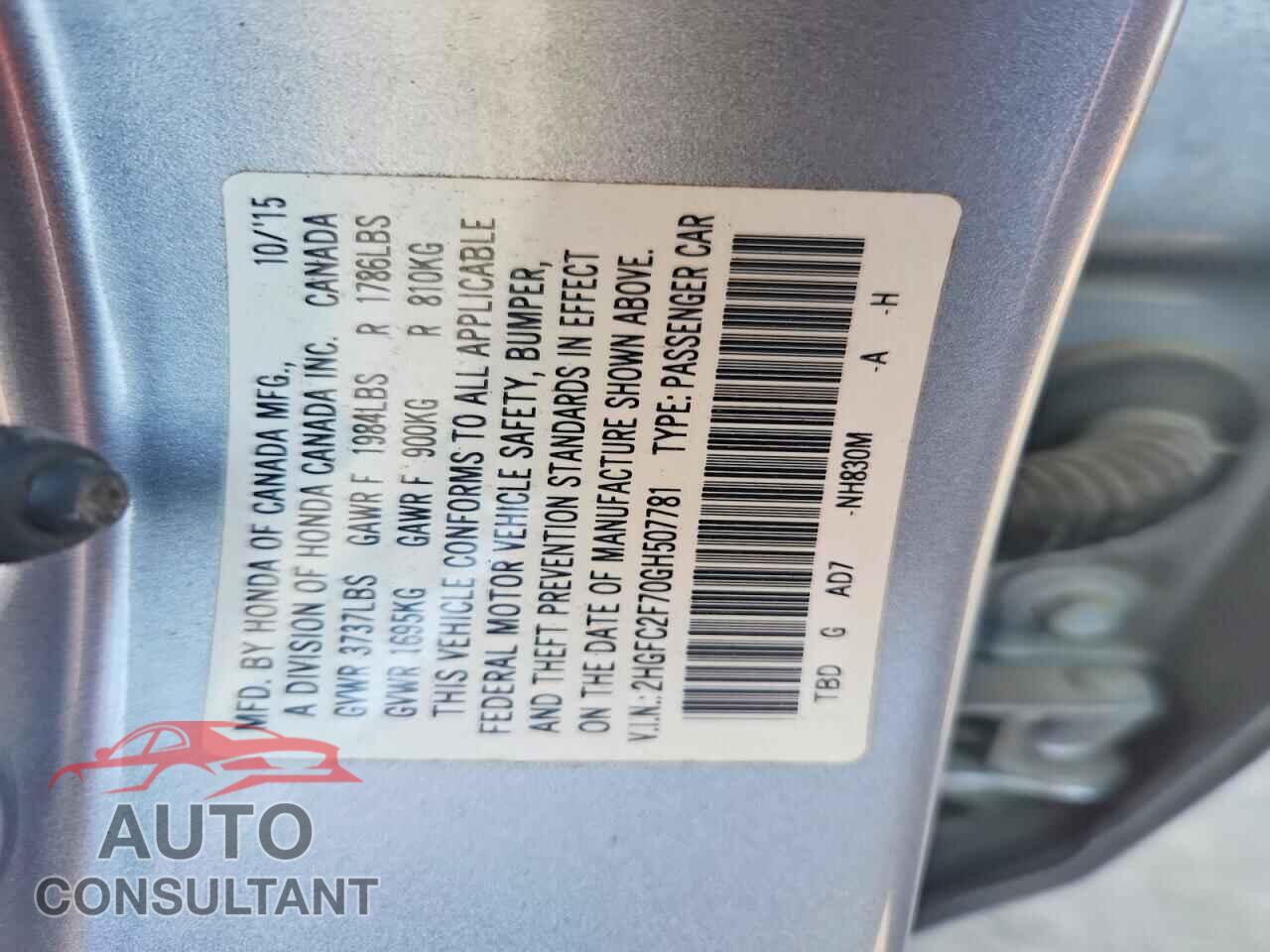 HONDA CIVIC 2016 - 2HGFC2F70GH507781