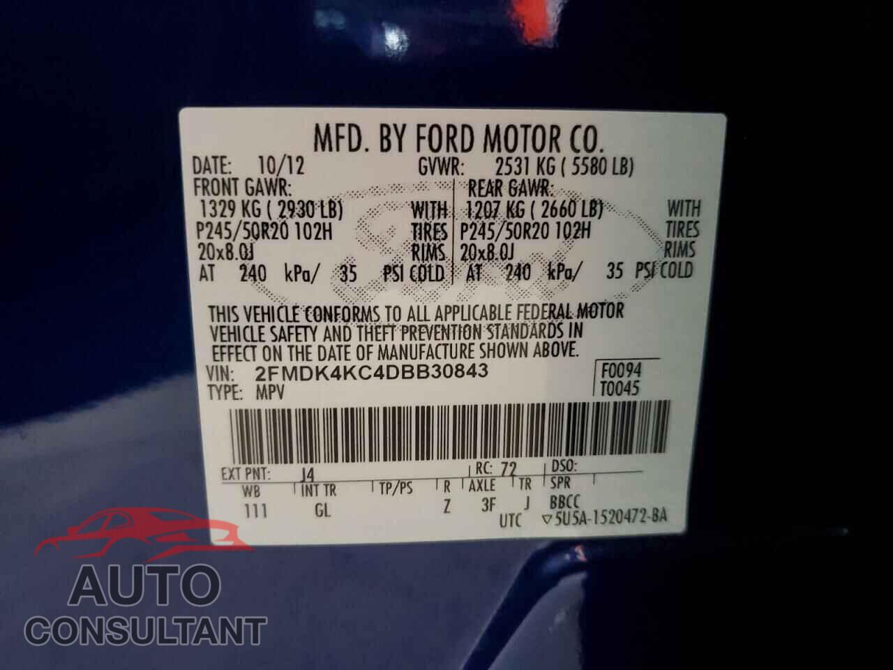 FORD EDGE 2013 - 2FMDK4KC4DBB30843