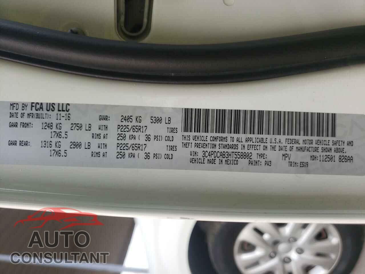 DODGE JOURNEY 2017 - 3C4PDCAB3HT558802