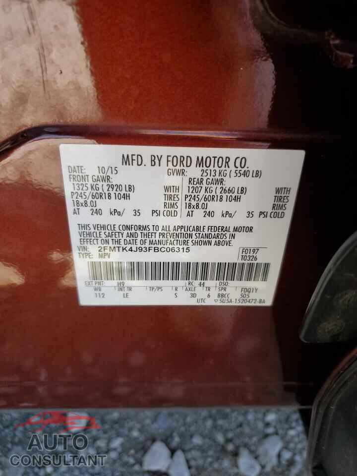 FORD EDGE 2015 - 2FMTK4J93FBC06315