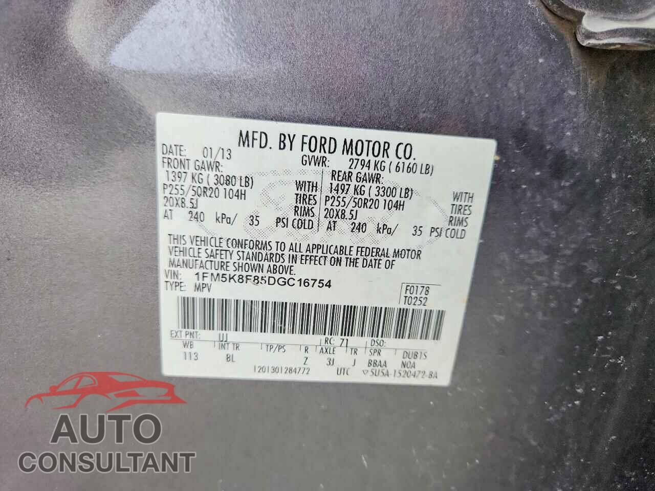 FORD EXPLORER 2013 - 1FM5K8F85DGC16754