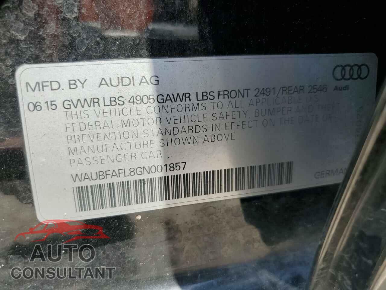 AUDI A4 2016 - WAUBFAFL8GN001857