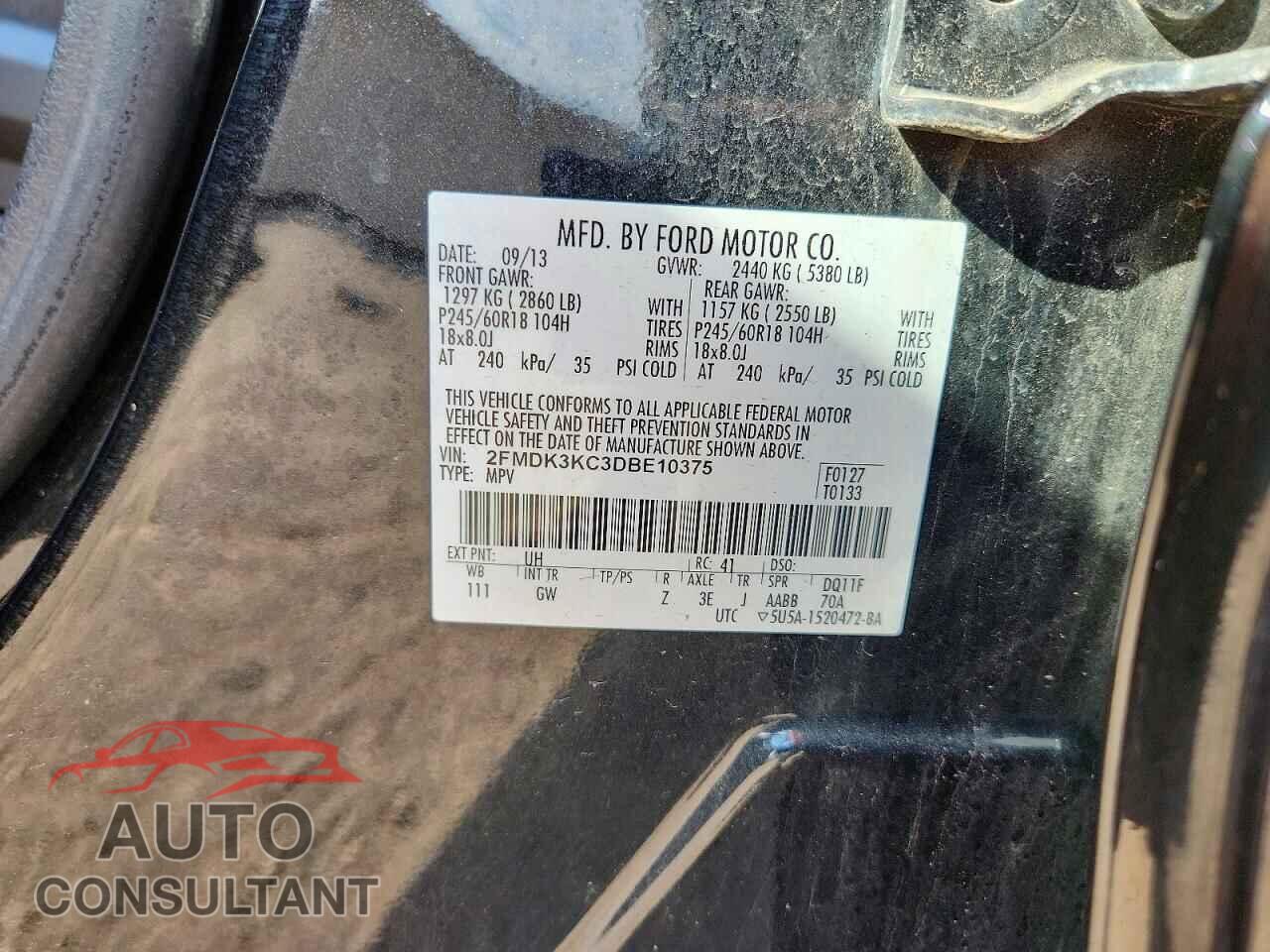 FORD EDGE 2013 - 2FMDK3KC3DBE10375