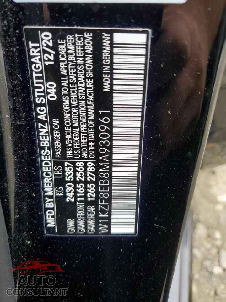 MERCEDES-BENZ E-CLASS 2021 - W1KZF8EB8MA930961