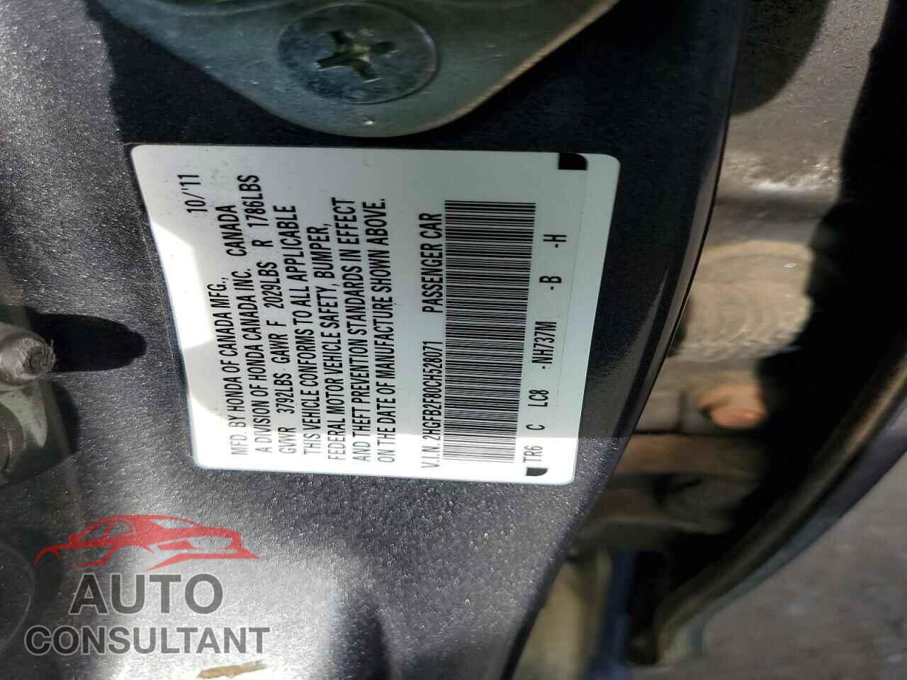 HONDA CIVIC 2012 - 2HGFB2F80CH528071