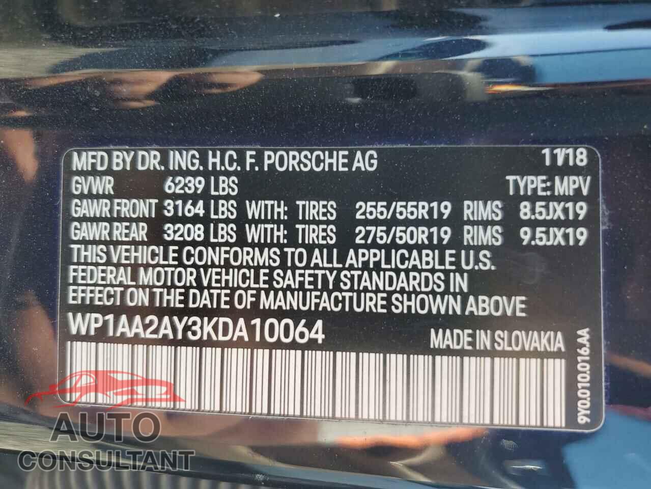 PORSCHE CAYENNE 2019 - WP1AA2AY3KDA10064