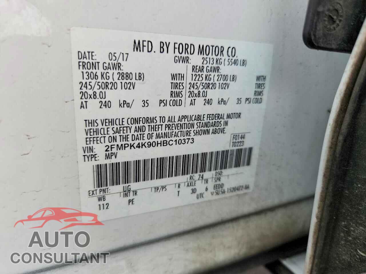 FORD EDGE 2017 - 2FMPK4K90HBC10373