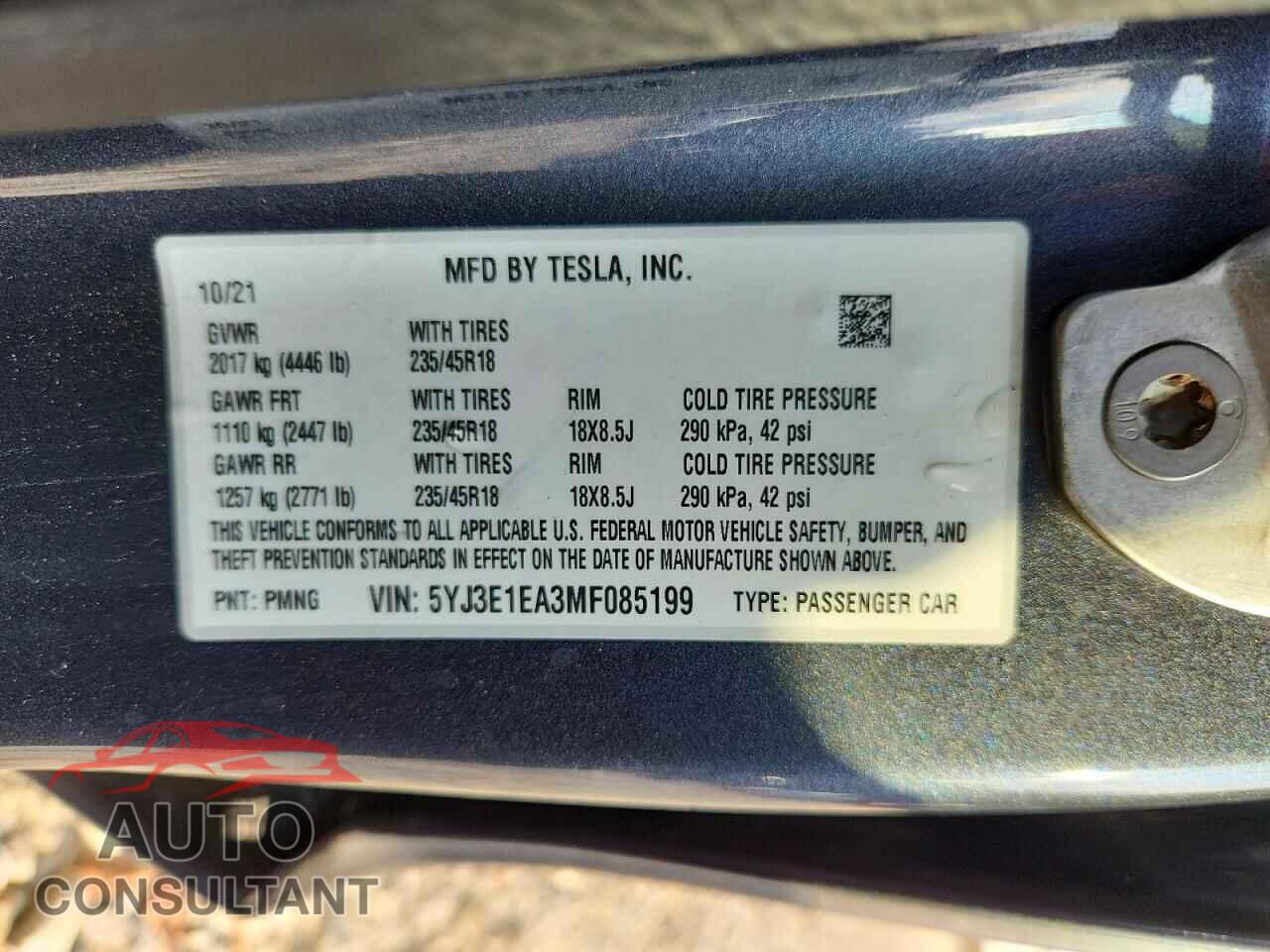 TESLA MODEL 3 2021 - 5YJ3E1EA3MF085199