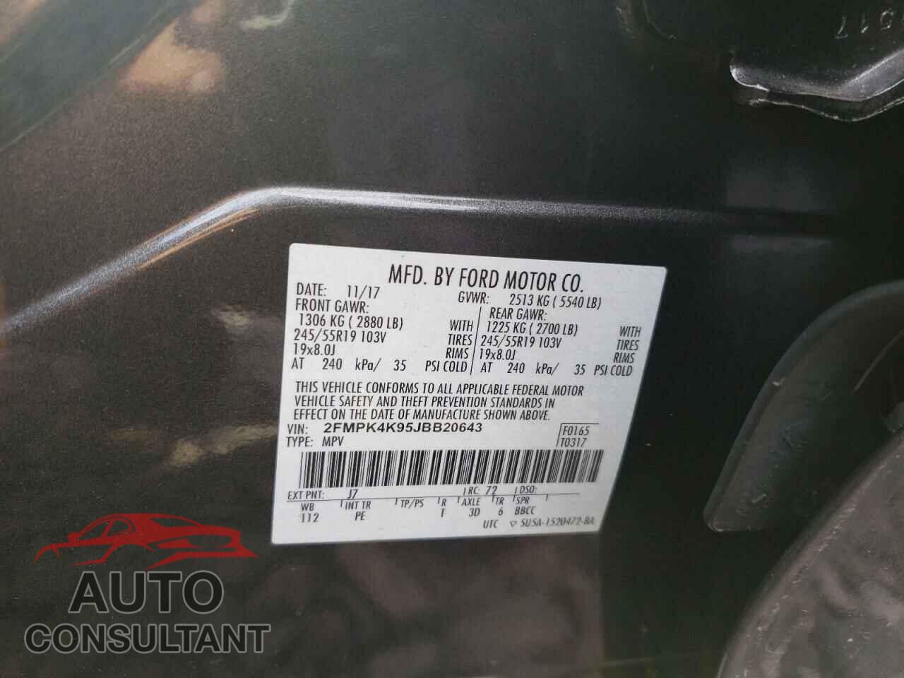 FORD EDGE 2018 - 2FMPK4K95JBB20643