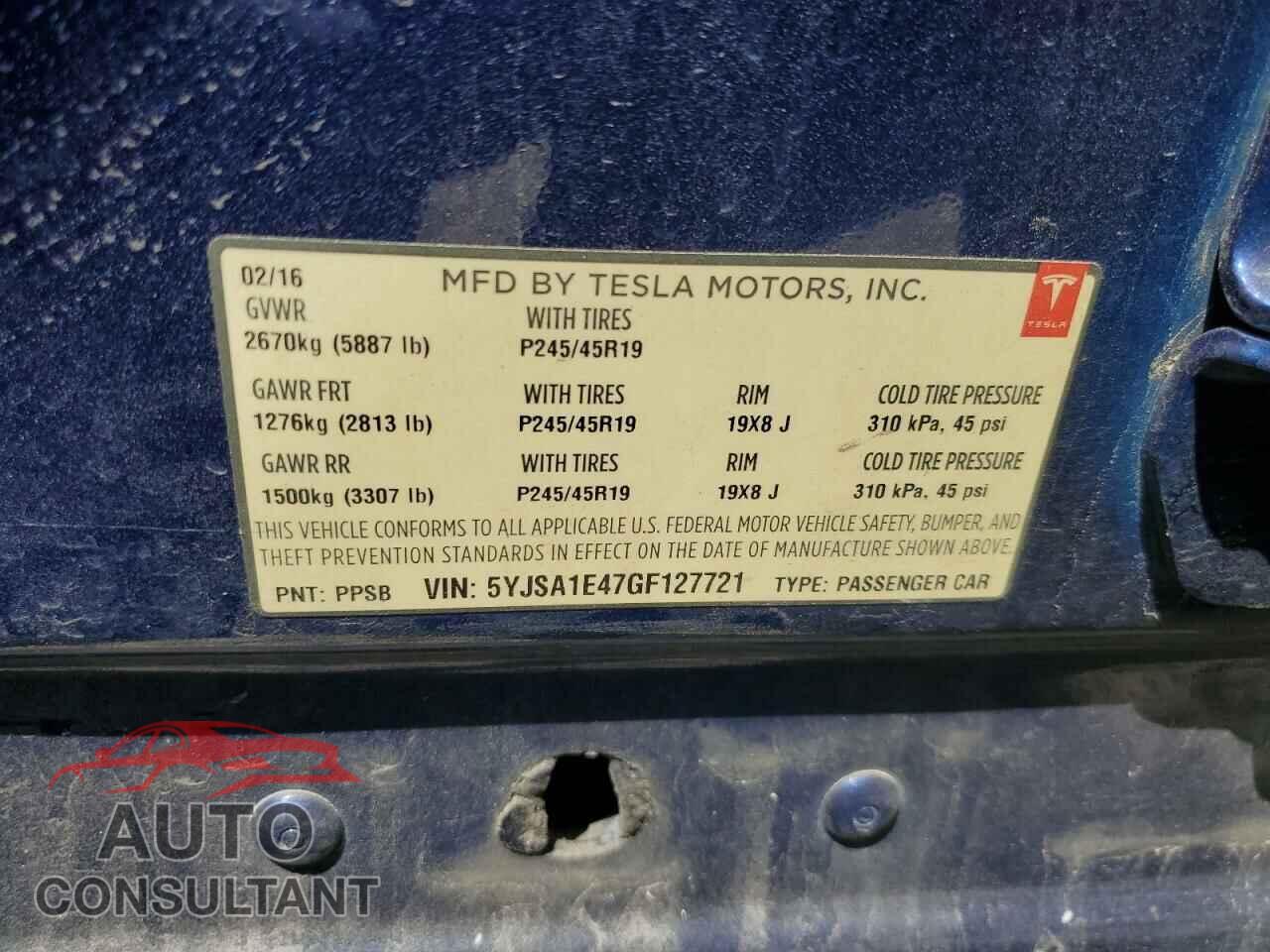 TESLA MODEL S 2016 - 5YJSA1E47GF127721
