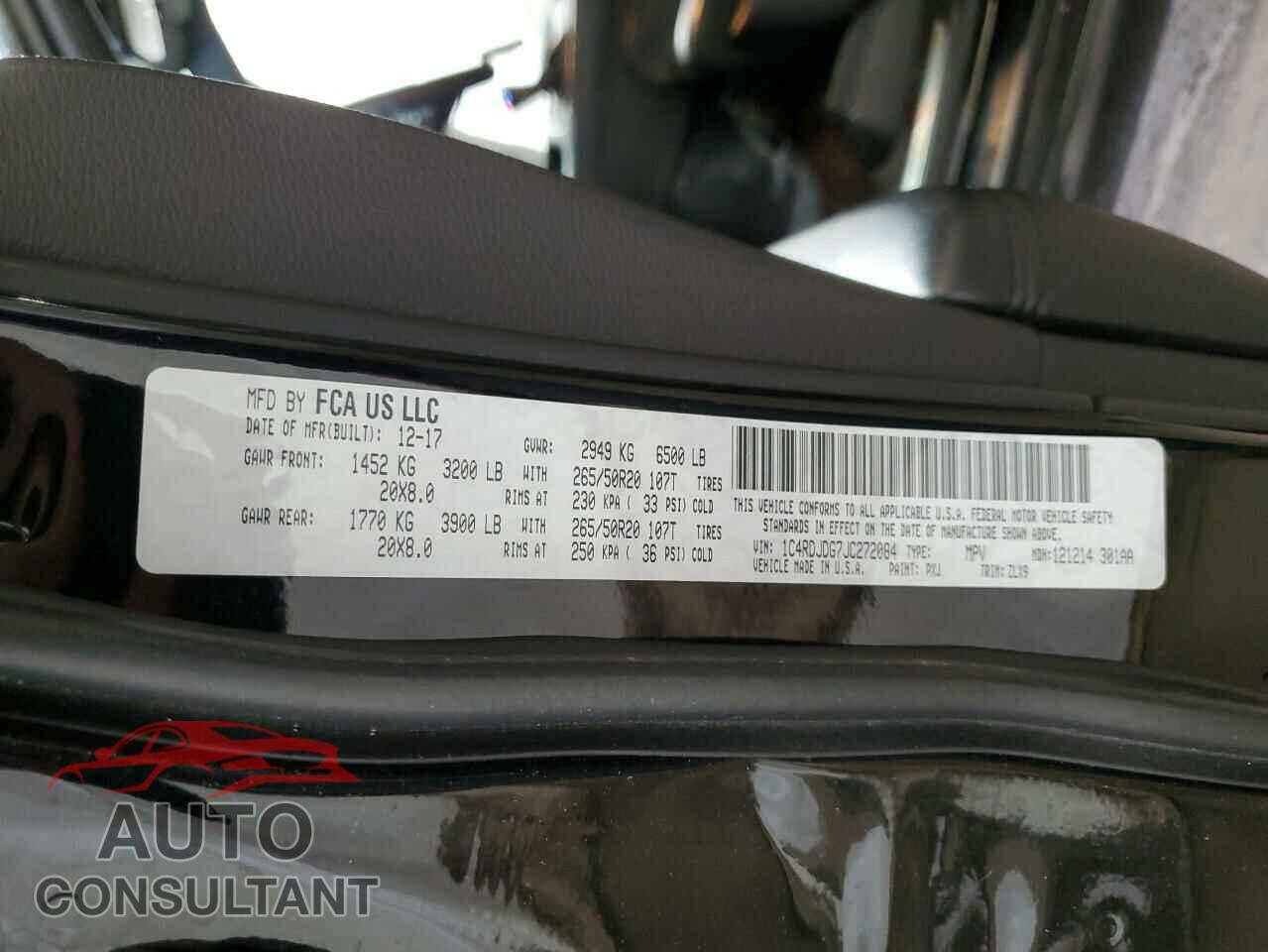 DODGE DURANGO 2018 - 1C4RDJDG7JC272084