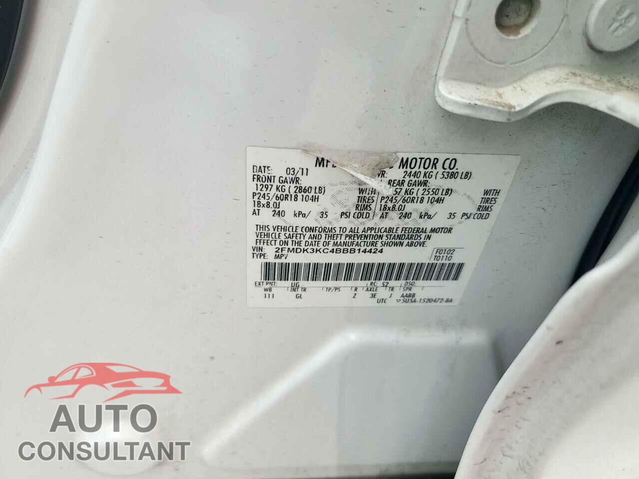 FORD EDGE 2011 - 2FMDK3KC4BBB14424