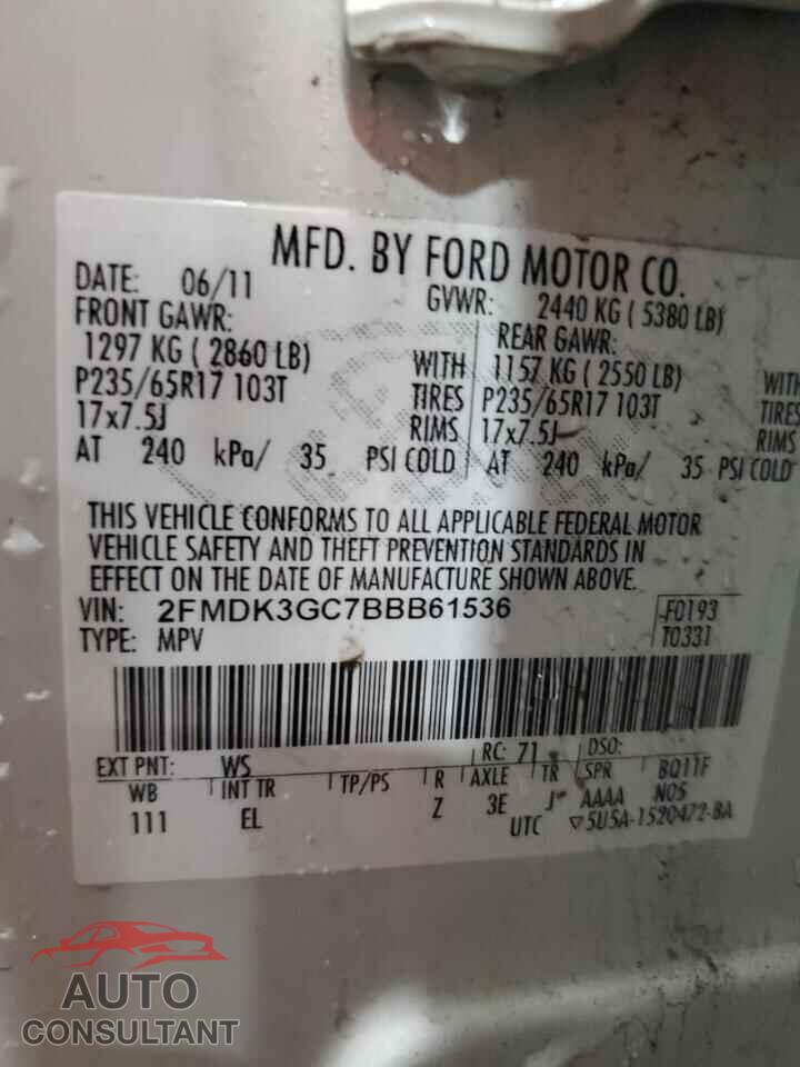 FORD EDGE 2011 - 2FMDK3GC7BBB61536