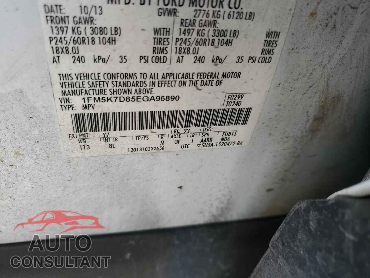 FORD EXPLORER 2014 - 1FM5K7D85EGA96890