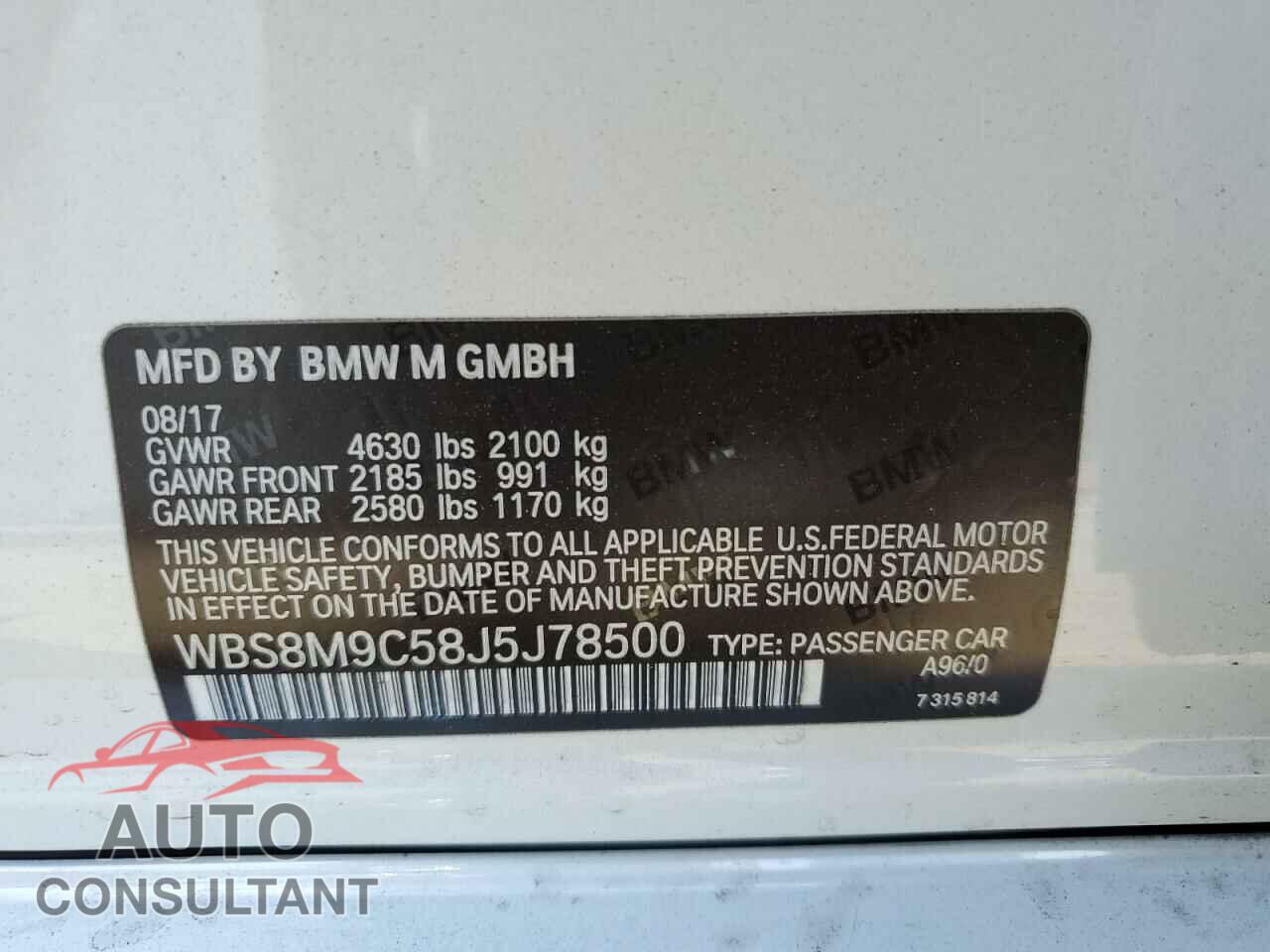 BMW M3 2018 - WBS8M9C58J5J78500
