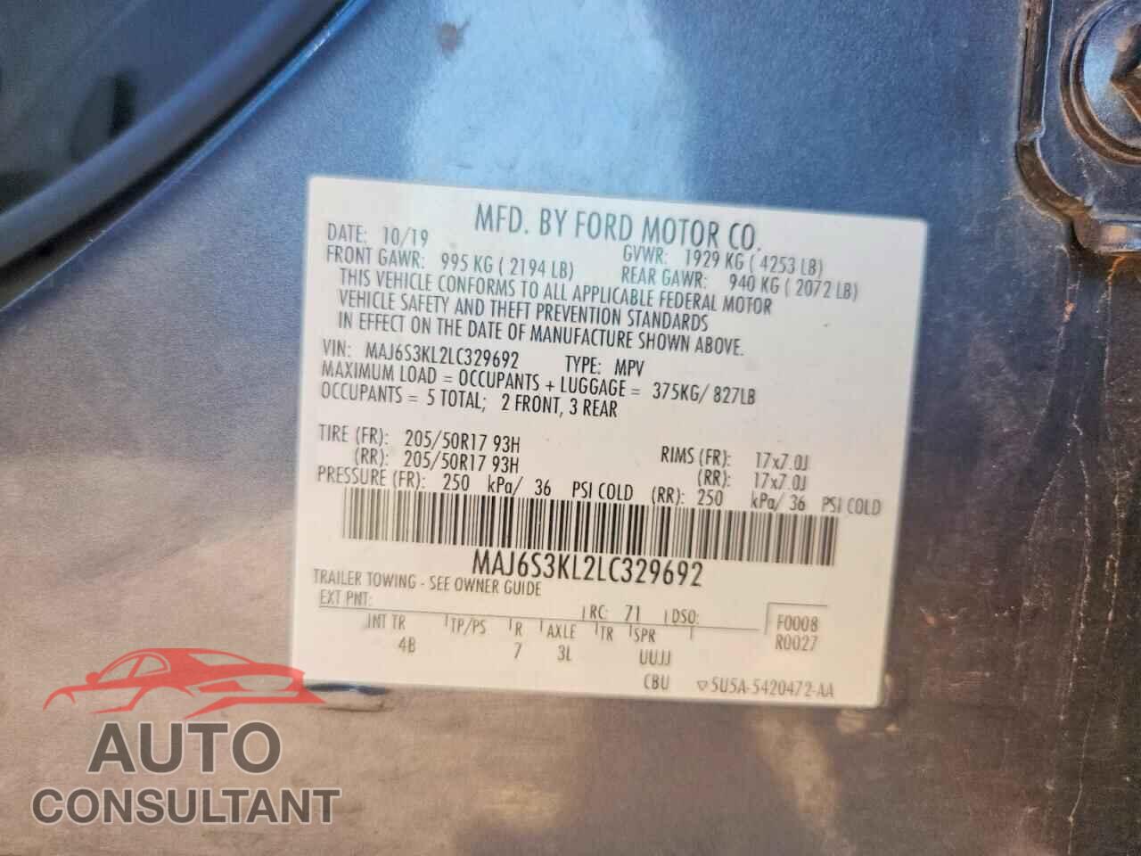 FORD ECOSPORT 2020 - MAJ6S3KL2LC329692