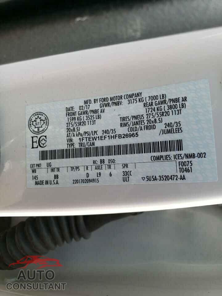 FORD F-150 2017 - 1FTEW1EF1HFB26965