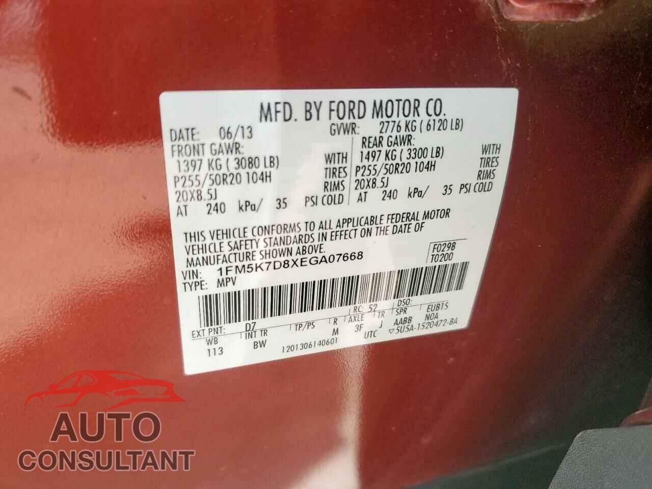 FORD EXPLORER 2014 - 1FM5K7D8XEGA07668