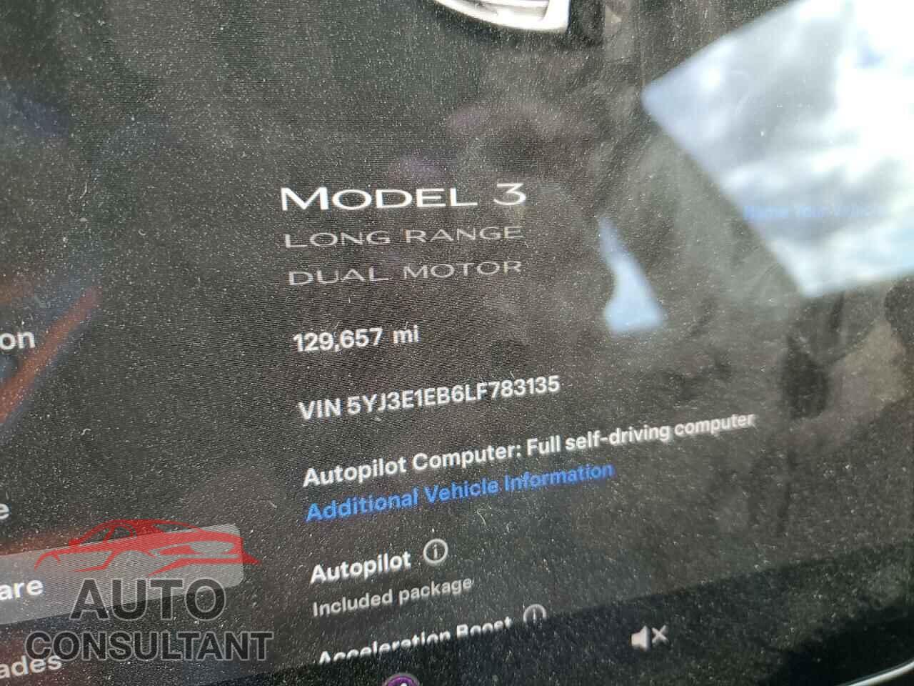 TESLA MODEL 3 2020 - 5YJ3E1EB6LF783135