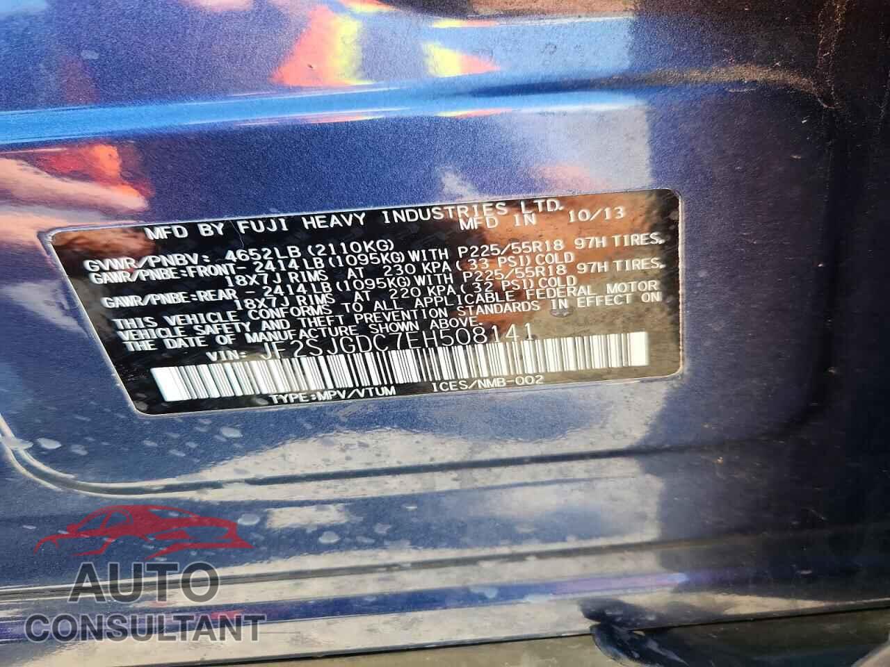 SUBARU FORESTER 2014 - JF2SJGDC7EH508141